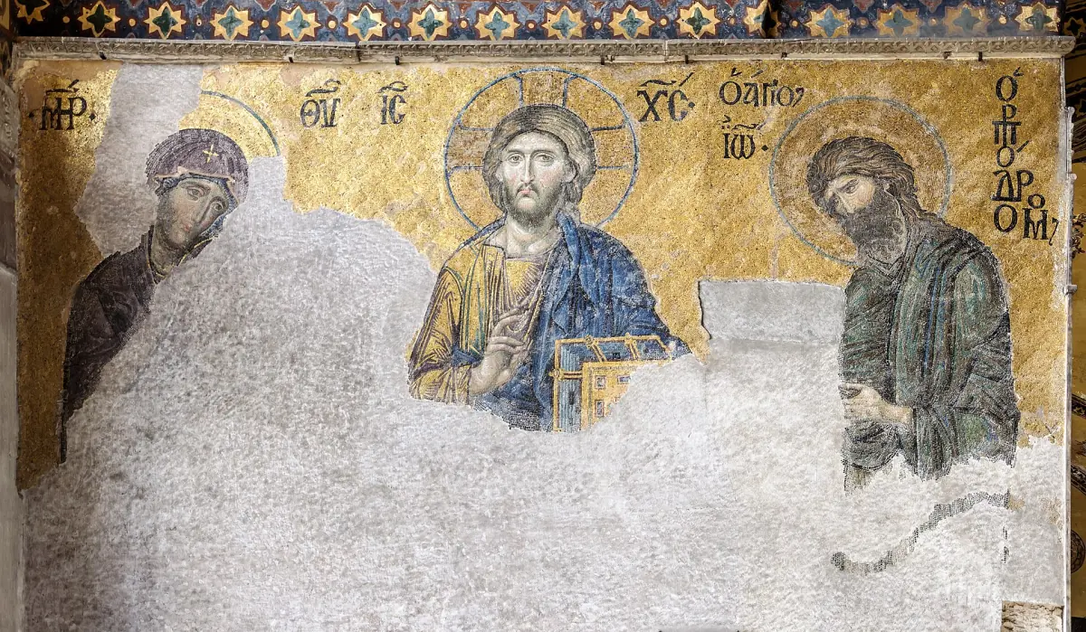 The Deësis mosaic in the upper gallery
