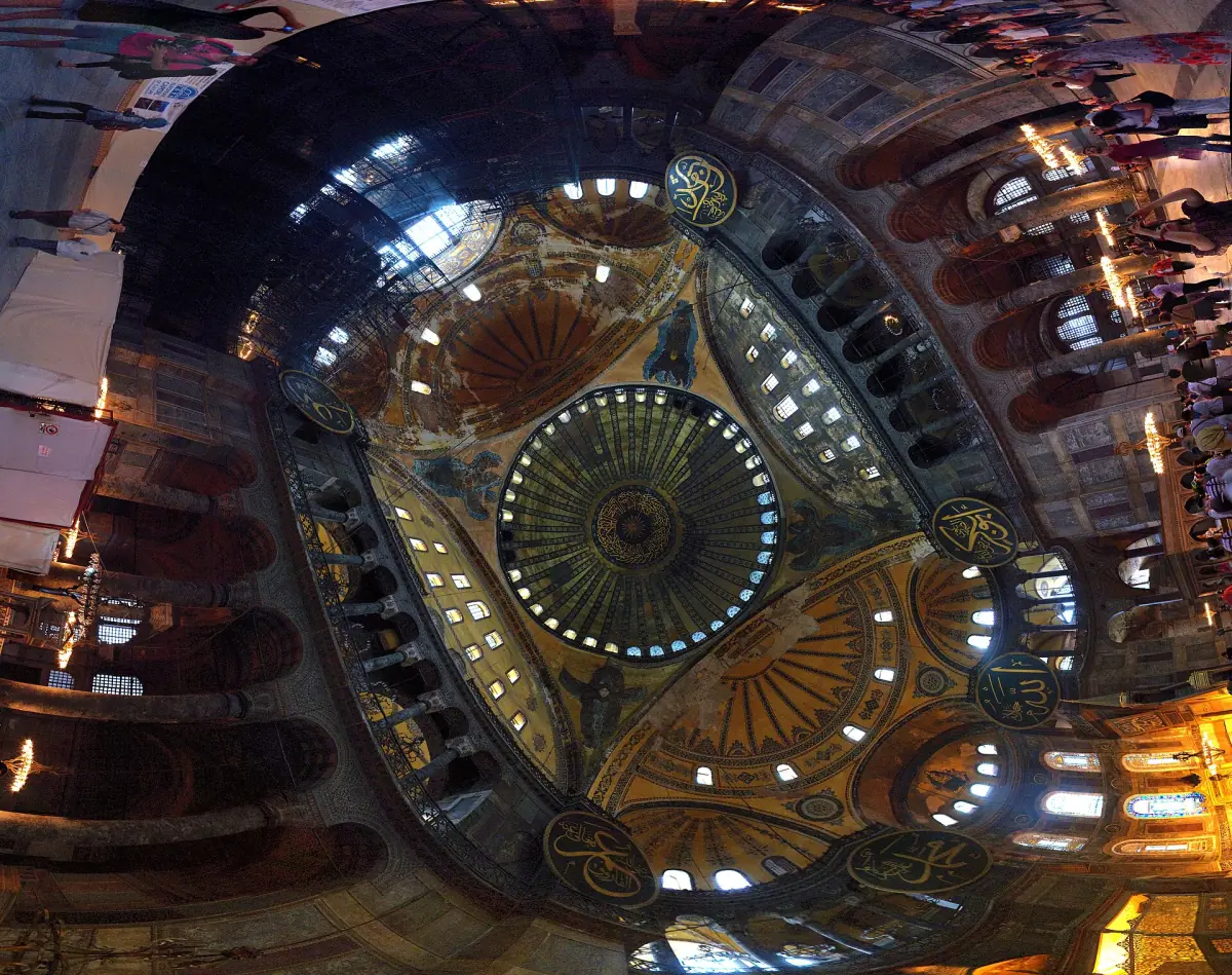Panorama of the interior and dome of Hagia Sophia