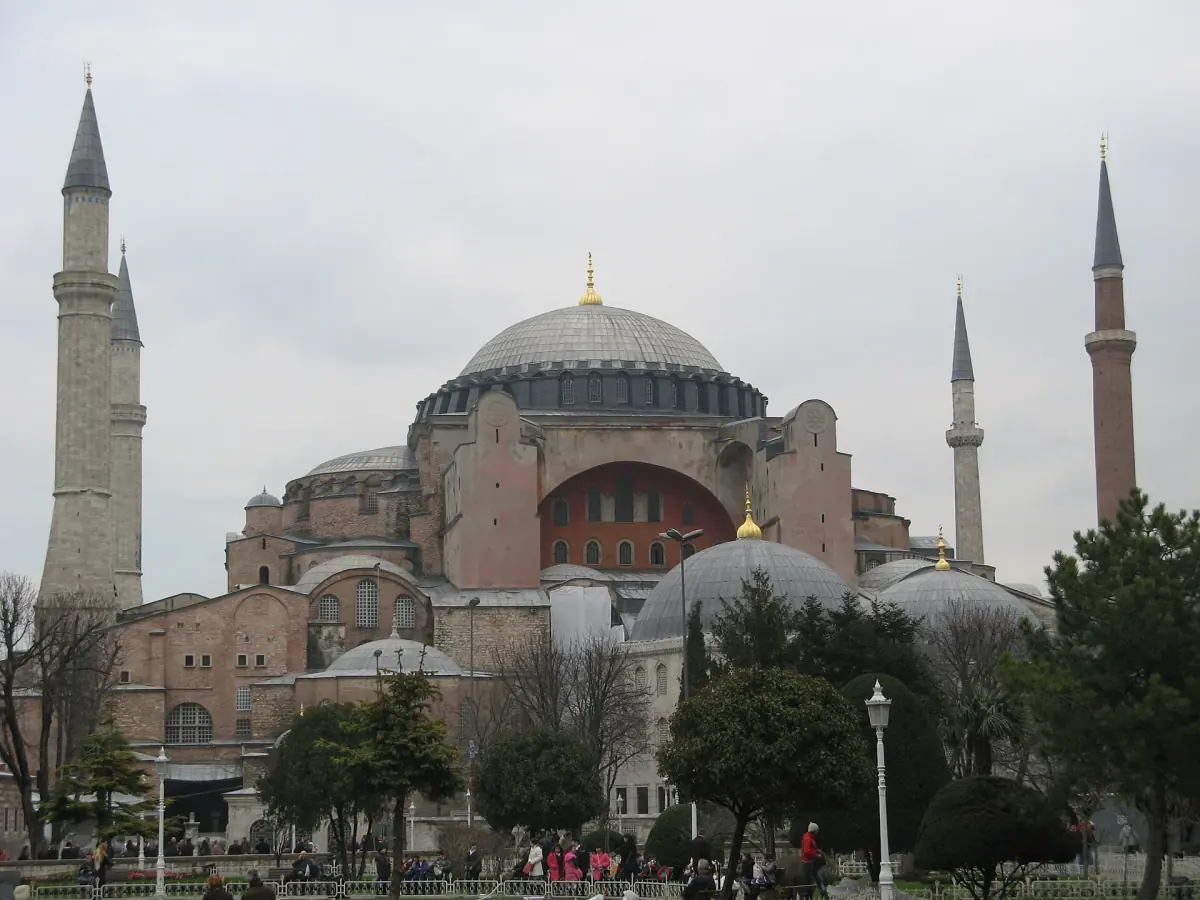 Side view of Hagia Sophia's buttresses and dome