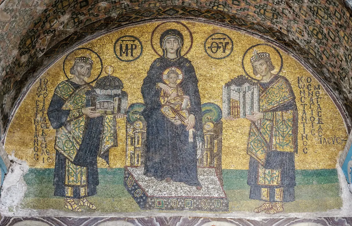 Mosaic of the Virgin and Child above the southwestern entrance